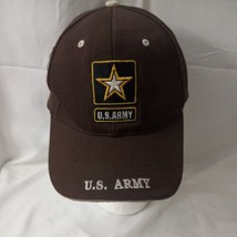 U.S. Army Brown Embroidered Baseball Cap Hat Strapback Hook and Loop - £15.45 GBP