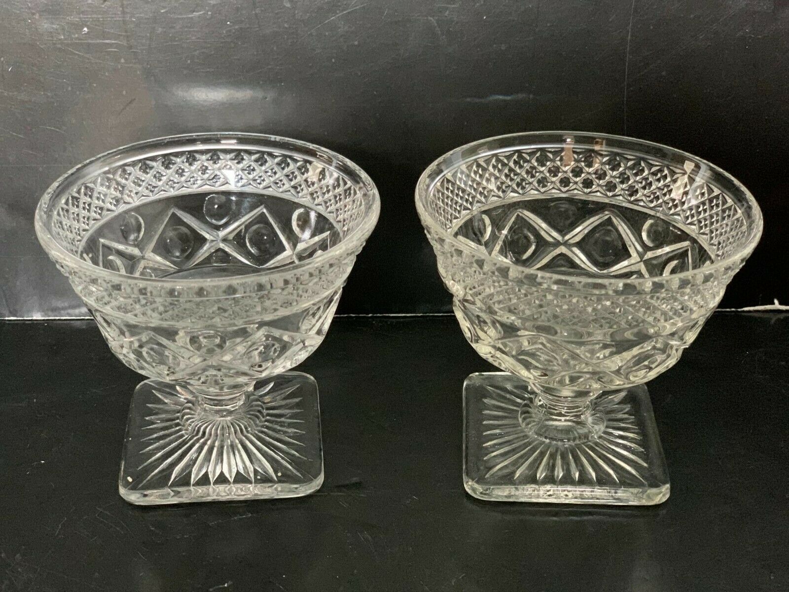 Vintage Pair of Imperial Clear Glass Cape Cod Low Sherbet Glass 3 1/4" - $10.00
