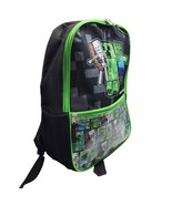 Children&#39;s Minecraft Character School Back Pack Book Bag Design Black-Green - $278.91 MXN
