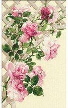 RIOLIS 898 Pink Roses on Lattice Counted Cross Stitch Kit 13¾&quot; x 21¾&quot; - £12.78 GBP