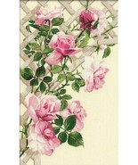 RIOLIS 898 Pink Roses on Lattice Counted Cross Stitch Kit 13¾&quot; x 21¾&quot; - £12.33 GBP