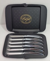 VTG Carver Hall 6 pc Steak Dinner Knife Set w/ Case Stainless Steel Cutlery rare - £23.19 GBP