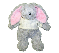 Ganz Frannie Rabbit Plush Grey Stuffed Animal 10&quot; With White Sweater Toy Bunny - £7.43 GBP