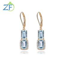 Genuine 925 Sterling Silver Drop Earrings for Women 4.5 Carat Natural Blue Topaz - £60.39 GBP