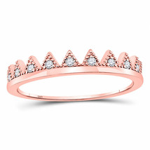 10kt Rose Gold Womens Round Diamond Chevron Stackable Band Ring 1/10 Cttw - £191.56 GBP