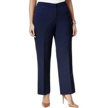 NWT Womens Plus Size 18W Kasper Navy Blue Modern Straight Crepe Dress Pants - £23.11 GBP