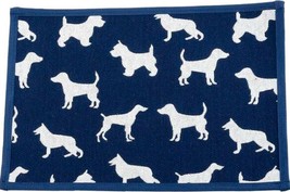 Tapestry Pet Bowl Mat (nonskid)(13&quot;x 19&quot;) WHITE DOGS ON BLUE, Park B. Smith - £11.72 GBP