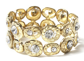 Amrita Singh Gold Crystal Embellished South Beach Stretch Bracelet BRC 5587 NWT - £18.54 GBP