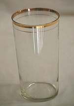 Old Vintage Clear Drinking Glass w Two Gold Bands MCM Unknown Maker - £11.46 GBP