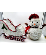Christmas Winter Tinsel Snowman and Sleigh (set of 2) 11”Tall - €17,32 EUR