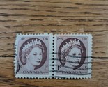 Canada Stamp Queen Elizabeth II 1c Used Strip of 2 - $2.37