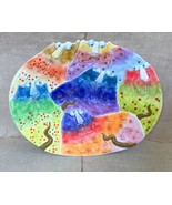 Joy Cats Wall Hanging Plate Platter Whimsical Kitsch Colorful Playful Fun - $29.70