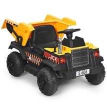 12V Battery Kids Ride On Dump Truck with Electric Bucket and Dump Bed-Yellow -  - £171.66 GBP