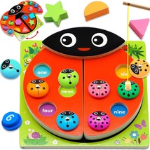 Wooden Counting Ladybug Montessori Toys For 3 4 5 Year Old, Educational Magnetic - £25.15 GBP