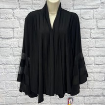 R&amp;M Richards Womens Open Front Cardigan Bell Mesh Sleeves Plus Size 1X New Black - £27.14 GBP