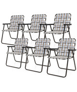 6 Pieces Folding Beach Chair Camping Lawn Webbing Chair-Brown - Color: B... - $3,804.04 MXN