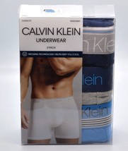 Calvin Klein Men&#39;s 3 pack Blue Gray Logo Underwear Boxer Briefs Cotton S... - £26.79 GBP
