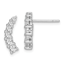 Silver  Graduated CZ Curved Post Earrings QE15191 - £55.78 GBP