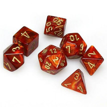 D7 Die Set Dice Scarab Polyhedral (7 Dice) - Scarlet/Gold - £45.73 GBP