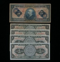 1942-1959 Brazil &amp; Mexico 5-Notes Currency Lot // Cruzeiros &amp; Pesos - £43.36 GBP