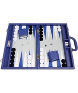 Open Box! 16&quot; Silverman &amp; Co. Leatherette Backgammon Set - Indigo Blue - £66.86 GBP