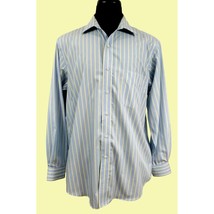 Alan Flusser Mens 16&quot; Neck Dress Business Casual Long Sleeve Shirt Blue Yellow - £11.01 GBP