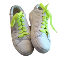 STEVEN Steve Madden Rezza White Neon Green Star Lace Up Sneakers Shoes Size 6.5 - £28.54 GBP