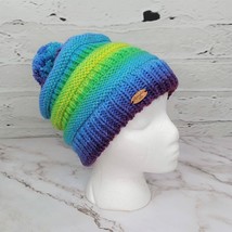 Duncan Street Designs One Size Hand Knit Parrot Stripe Beanie Hat with Pom Pom - £16.88 GBP