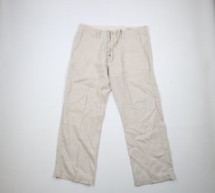 Vintage Banana Republic Mens 34x30 Linen Wide Leg Chino Pants Trousers Beige - £58.10 GBP