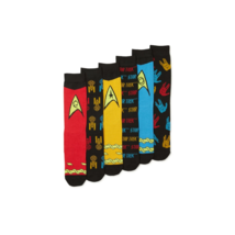 Star Trek Universe Mens Casual Crew Socks Size 8-12 6 Pack NEW Black - £19.38 GBP