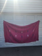 Vtg Mexican Woven Red/Pink Blanket Thunderbird Bird Design 82 x 47 Fringe Throw - £33.45 GBP