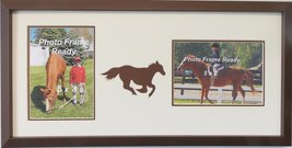 Double Photo Wall Hanging Equestrian Horse Frame Brown Horse Holds Two 5x7 Photo - £29.18 GBP