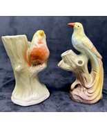 2 Birds Spill Vases Perched On Branches Czechoslovakia Pottery Dime Mark... - $34.20