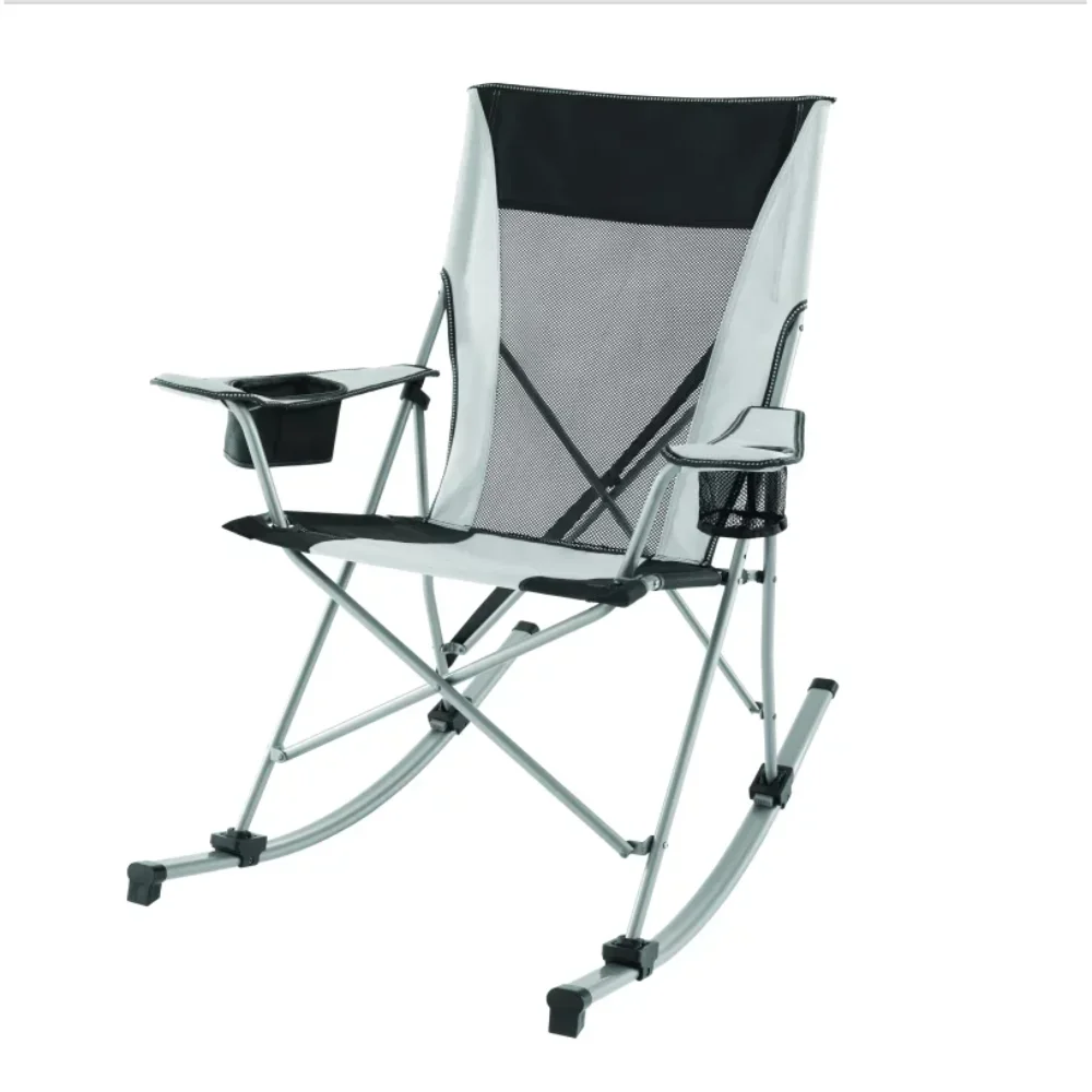Tension 2 in 1 Mesh Rocking Camp Chair, Gray and Black, Detachable Rockers, - £48.97 GBP