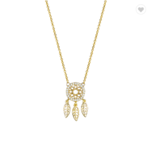 925 Sterling Silver Dreamcatcher Pendant Necklace 18K Gold Plated - £21.64 GBP