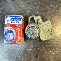 Vintage 3.25” American Lock Padlock Combination Blue 3 Digit With Box - $18.76 CAD