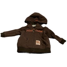 Phat Farm Infant Boys Baby Size 6 9 Months Brown Full Zip Jacket Coat Vintage Ho - £7.74 GBP