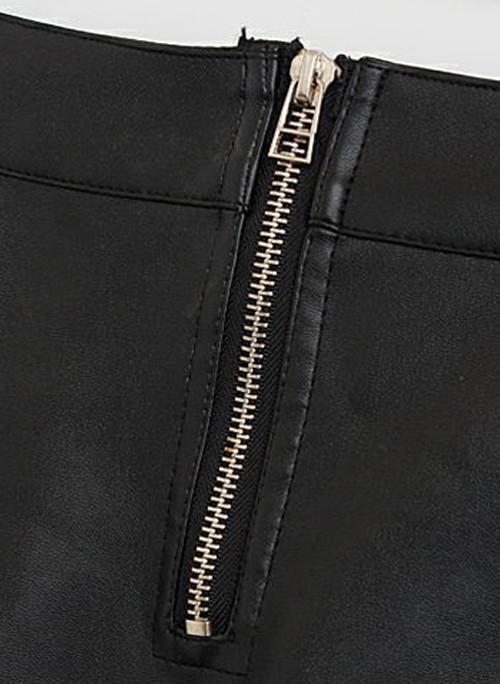 Womens Black Sleek Faux Leather Skort Uneven Mini Skirt  Item image 6
