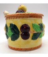 Vtg Handmade Painted Fruit Country Lidded Glazed Ceramic Jam Jar Origina... - $39.99