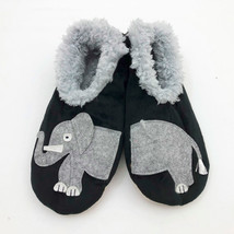 Snoozies Women&#39;s Black with a Gray Elephant  Non Skid Slippers Medium 7/8 - £10.09 GBP