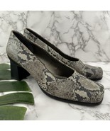 Caressa Womens Vintage Y2k Square Toe Pumps Heels Size 8.5 Gray Snakeski... - $59.56 CAD