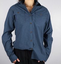 Carhartt Women&#39;s Prussian Blue L/S Woven Shirt (209) - £14.53 GBP