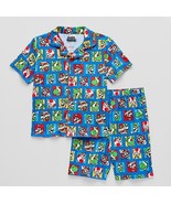 new SUPER MARIO Nintendo Boy&#39;s  Kids sz 6 Button Down PAJAMA SET Shorts ... - $15.74