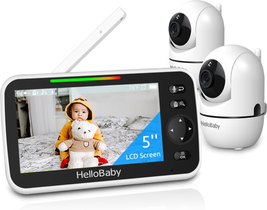 5’’ Baby Monitor with 26-Hour Battery, 2 Cameras Pan-Tilt-Zoom, 1000Ft Range Vid - £144.60 GBP