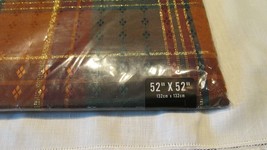  &quot;&quot;HOLIDAY TABLECLOTH - NEW = 52 X 52&quot;&quot; - RUST, GREEN &amp; GOLD PLAID - £7.08 GBP