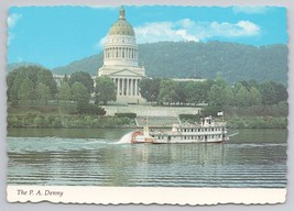 PA Denny Sternwheeler Boat Charleston West Virginia Riverboat Vintage Postcard - £10.85 GBP