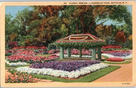 Floral Emblem in Humboldt Park Buffalo New York Postcard - £4.71 GBP