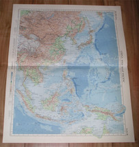 1958 Vintage Map Of China Japan Korea Thailand Indonesia / Scale 1:15,000,000 - £25.84 GBP