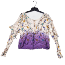 Gimmicks Purple Ombre Floral Top Short Lace &amp; Ruffles On Sleeves Size XS... - £22.53 GBP