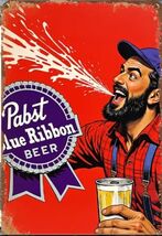Pabst Blue Ribbon Beer Retro Vintage Sign 8x12 inches  Mancave Garage ss - $452.20 MXN